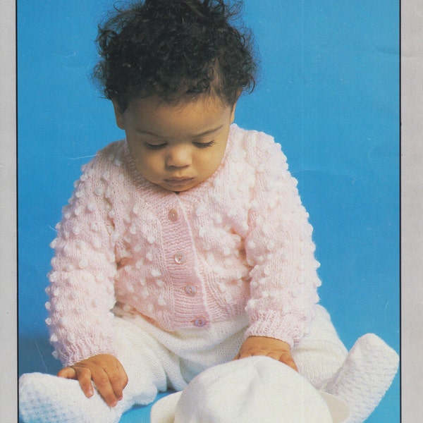 baby bobble cardigan in baby quick knit knitting pattern pdf instant digital download