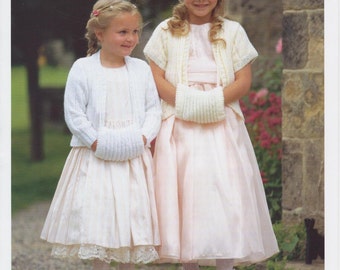 children's girls bolero and muff double knit knitting pattern pdf instant digital download