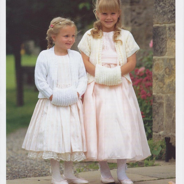 children's girls bolero and muff double knit knitting pattern pdf instant digital download