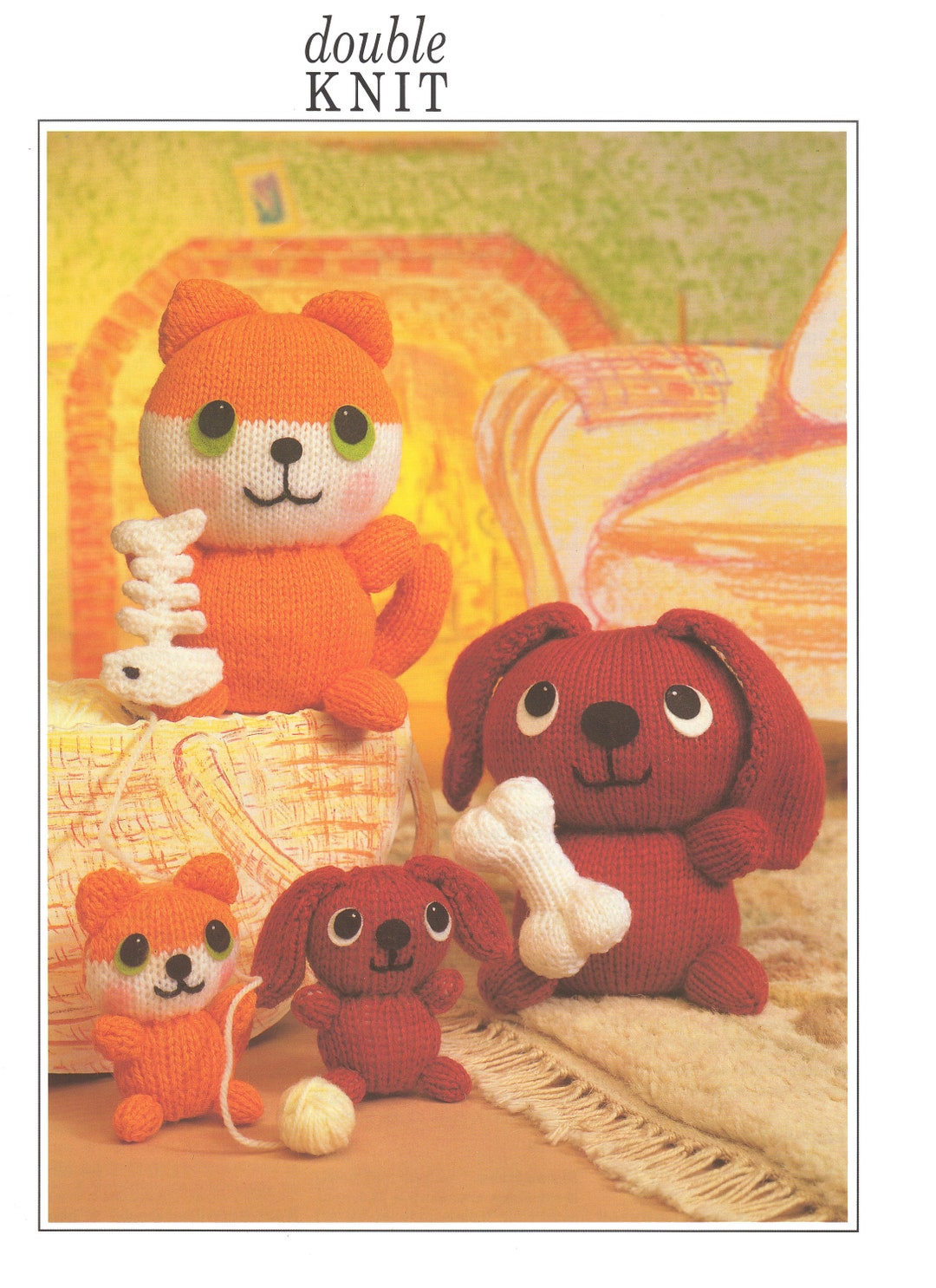 Dog and Cat Toy Double Knit Knitting Pattern Pdf Etsy