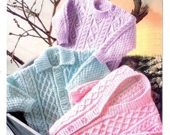 baby cardigans and sweater dk knitting pattern 1