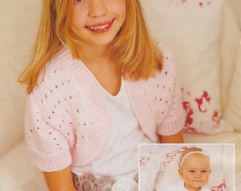 baby children's girls lacy bolero 0 - 10 years double knit knitting pattern pdf instant digital download