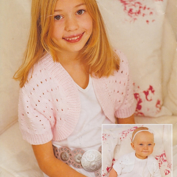 baby children's girls lacy bolero 0 - 10 years double knit knitting pattern pdf instant digital download