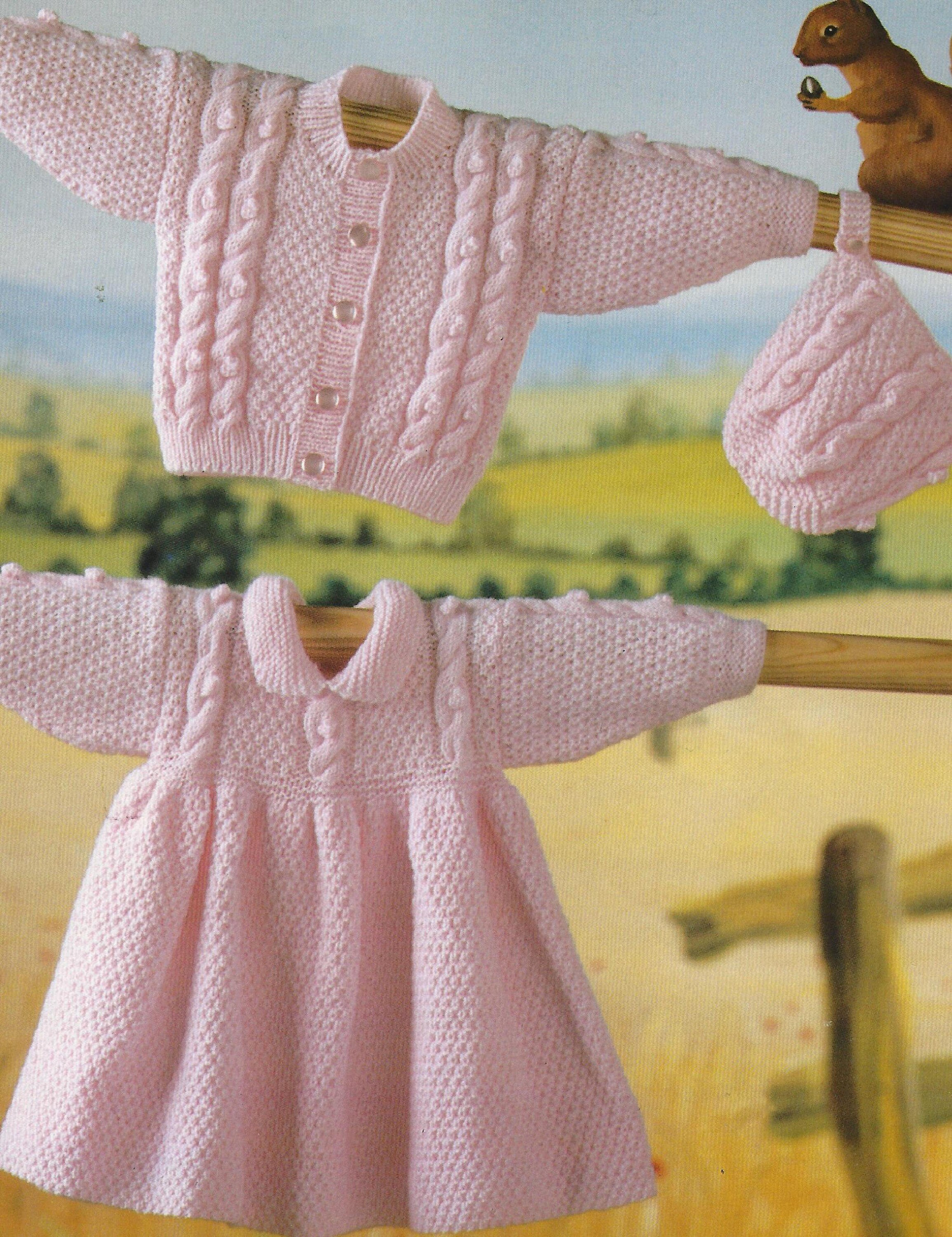 Baby Girls Dress Cardigan and Double Knit Knitting Pattern Pdf 171 Etsy UK