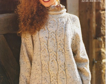 women's ladies sweater jumper Aran knit knitting pattern pdf instant digital download