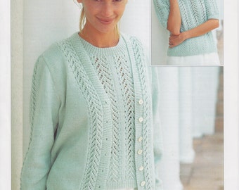 women's ladies cardigan and top 4 ply knitting pattern pdf instant digital download