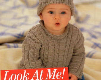 baby sweater / jumper and hat double knit knitting pattern pdf