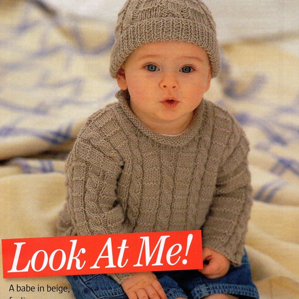 baby sweater / jumper and hat double knit knitting pattern pdf