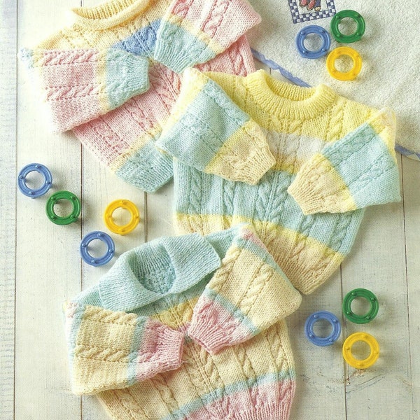 baby boys girls sweaters / jumpers double knit knitting pattern pdf digital download