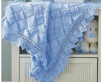 baby entrelac blanket double knit knitting pattern pdf instant digital download