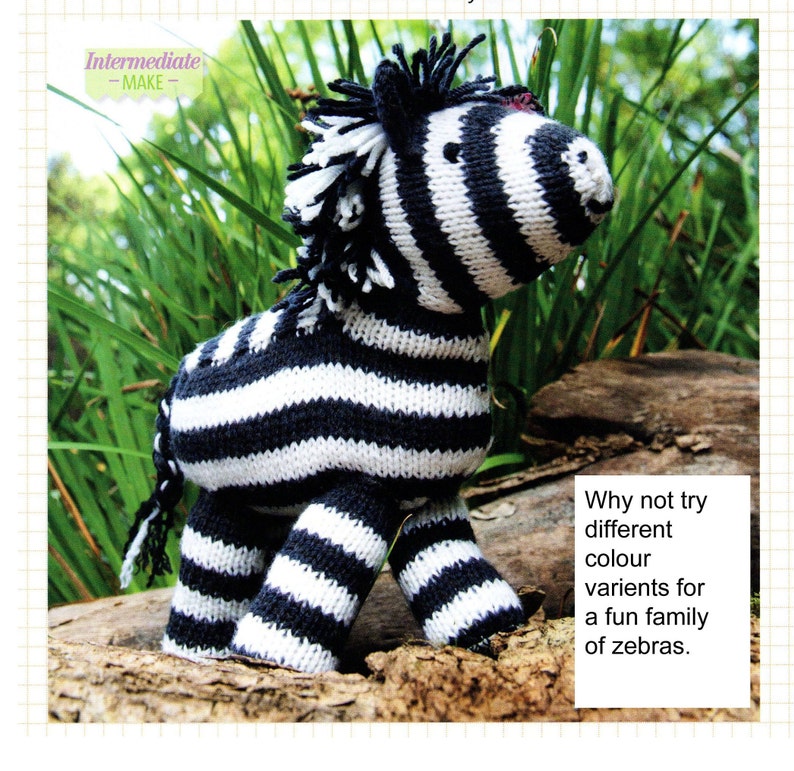 Zebra Toy Double Knit Knitting Pattern Pdf Etsy