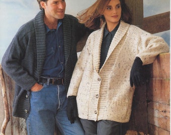 women's men's jacket cardigan Aran knit knitting pattern pdf instant digital download