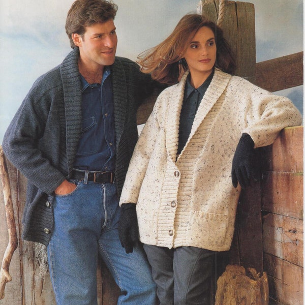 women's men's jacket cardigan Aran knit knitting pattern pdf instant digital download