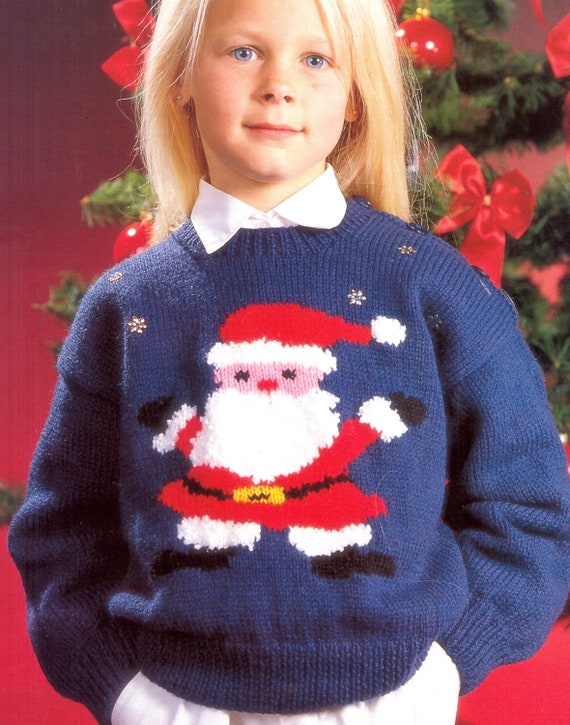 Children s Christmas Jumper Sweater Double Knit Knitting Pattern