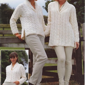 women's ladies jackets cardigans Aran knit knitting pattern pdf instant digital download