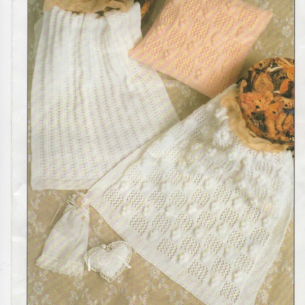 baby pram blankets and cushion cover double knit knitting pattern pdf digital download