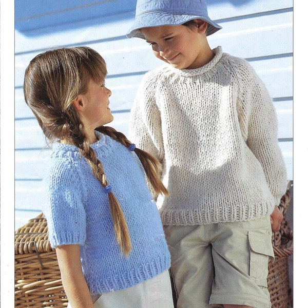 childrens girls boys jumpers sweaters super chunky knitting pattern pdf instant digital download