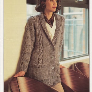 women's ladies cardigan jacket chunky knit knitting pattern pdf instant digital download