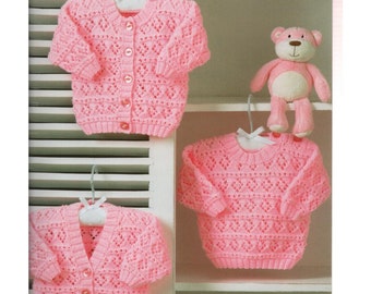 baby girls toddler cardigans and sweater double knit knitting pattern pdf instant digital download