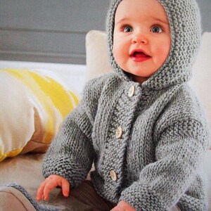 baby / boys / girls / jacket and bootees chunky knit knitting pattern pdf instant digital download