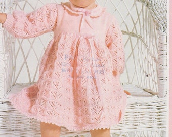 baby toddler girls dress 4 ply knitting pattern pdf instant digital download