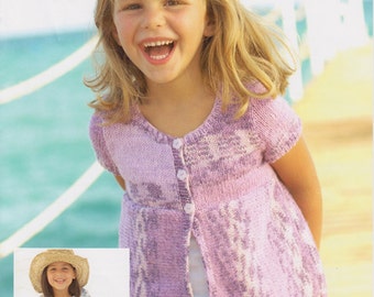 children's girls cardigans 2 - 13 years double knit knitting pattern pdf instant digital download