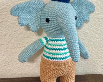 Elephant plush, handmade crochet elephant
