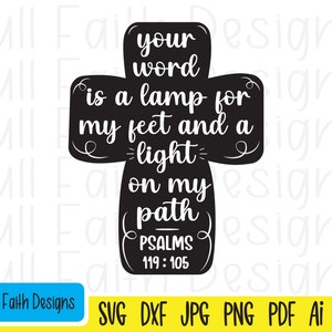 Psalms 119:105 svg, Psalms 119 105 svg, Psalms 119105 svg, ai, pdf, png, jpg, dxf, eps, Your word is a lamp, Religious, Jesus, God