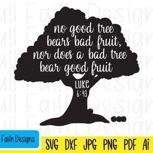 Luke 6:43 svg, Luke 643 svg, Luke 6 43 svg, ai, pdf, png, jpg, dxf, eps, kein guter Baum trägt schlechte Früchte, religiös, christlicher Glaube, Jesus svg