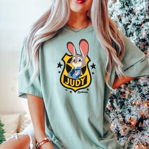 Judy Badge Zootopia Disney Family Vacation C2159 Comfort Colors Magic Kingdom Holiday Trip Unisex Tshirt Family Birthday Gift Adult Kid Tee image 1