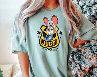 Judy Badge Zootopia Disney Family Vacation C2159 Comfort Colors Magic Kingdom Holiday Trip Unisex Tshirt Family Birthday Gift Adult Kid Tee