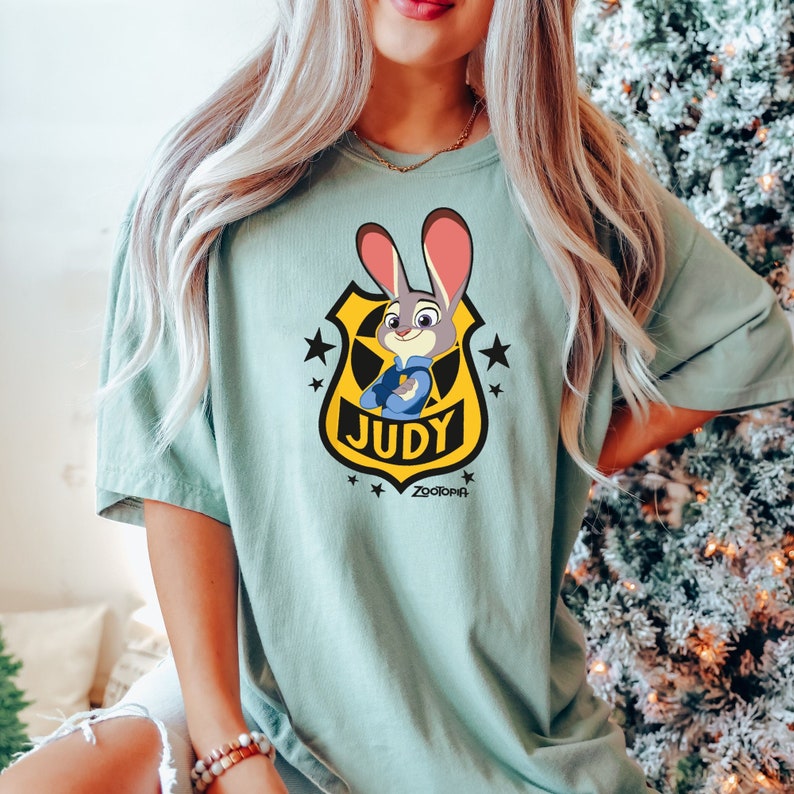 Judy Badge Zootopia Disney Family Vacation C2159 Comfort Colors Magic Kingdom Holiday Trip Unisex Tshirt Family Birthday Gift Adult Kid Tee image 1