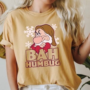 Comfort Colors Bah Humbug Grumpy Drawf Shirt, Funny Grumpy Christmas T-shirt, Snow White and Seven Drawfs Tee, C1002