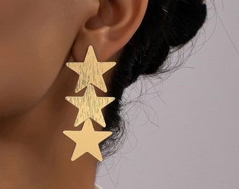 Pendientes Borlas Estrellas Oro y Plata