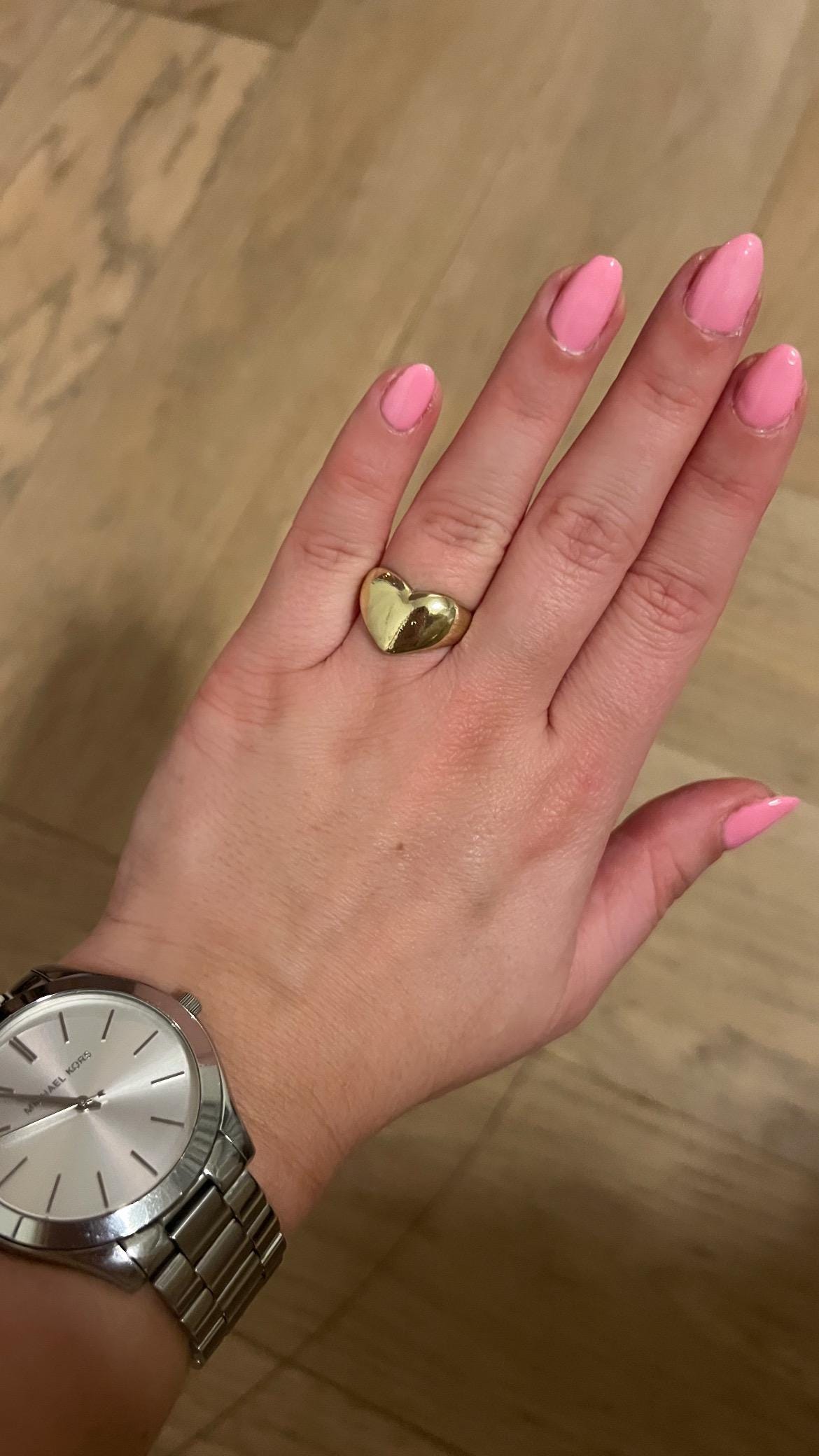 Anel de coração redimensionável prateado e dourado