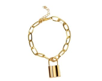 Lock chain bracelet gold