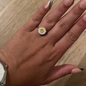 Resizable Daisy Anxiety Ring Flower, fidget spinner ring afbeelding 2