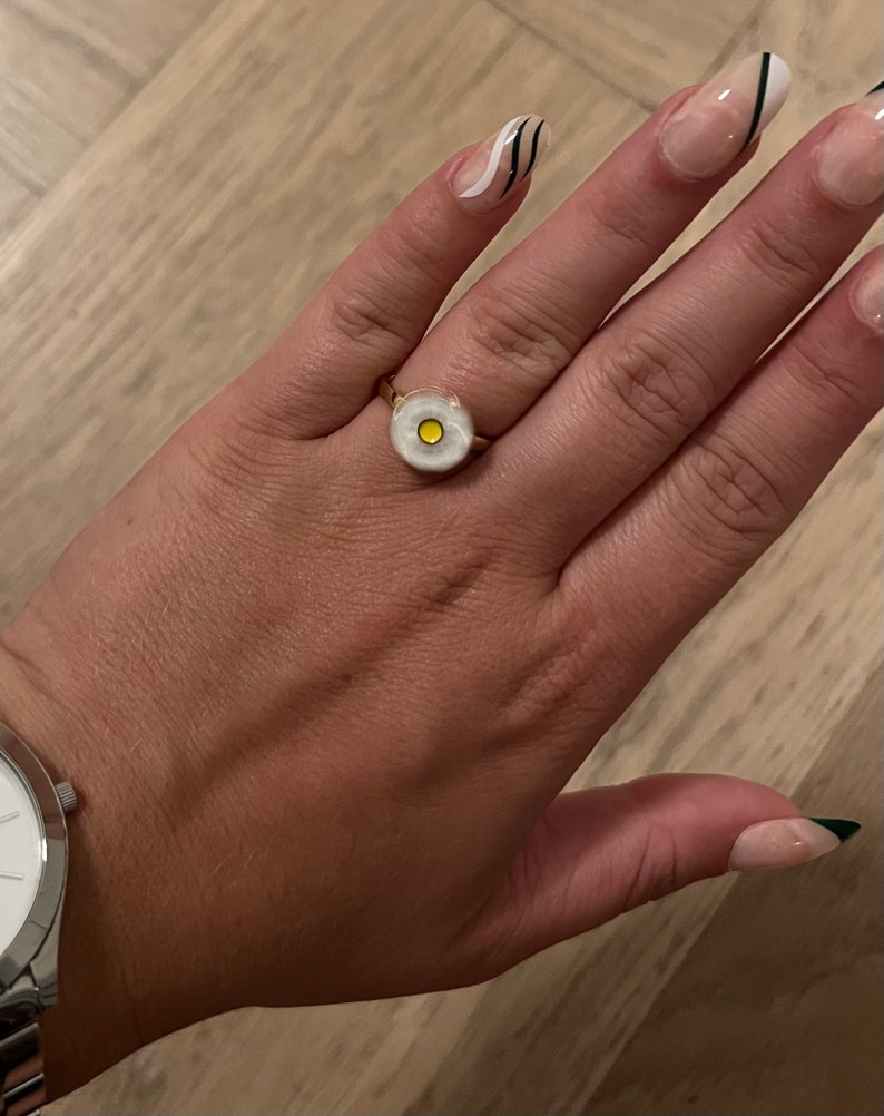 Resizable Daisy Anxiety Ring Flower, fidget spinner ring zdjęcie 2