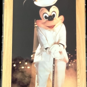 Originele Disneyland Resort Restaurant muurkunst foto Mickey Mouse riet cilinderhoed zeldzame hout ingelijste Disney Disney prints MGM Studios 38&quot;
