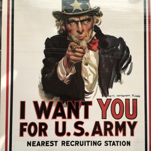 Uncle Sam I Want You For US Army Vintage Poster Wall Art American Artist James Montgomery Flagg Dover Publications Militaria American Flag