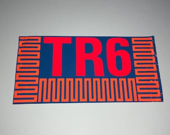 TRIUMPH RACING Original Auto Decal Large Size 12"x6" 1960s authentic psychedelic colors TR6 automobiles motorcycles VanceHoustonOrigami.com