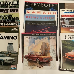 x23 Chevy Camaro Luv El Camino Monte Carlo large lot of automotive dealership Chevrolet Car Brochures  catalogs books 1970s 1980s MINT cond