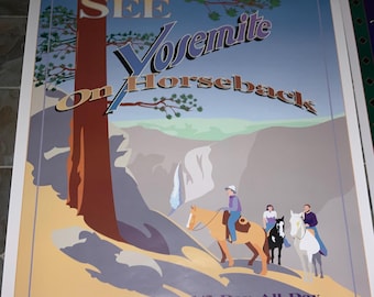 YOSEMITE - COMPLETE SET - 8 vintage lithograph posters 24"x31" Mint Like New