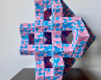 Shifted Hexagon Cubes Origami ARTchitecture 12”x14”x5”