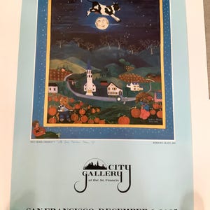 Hey Diddle Diddle by Barbara Olsen City Gallery San Francisco Promotional Poster lithograph 1985 34.25&quot; x 22&quot; great condition