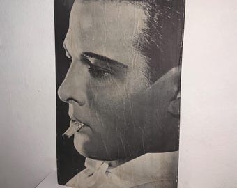 Impresión original de RUDOLPH VALENTINO, década de 1930, década de 1940, impresión fotográfica XXL, arte popular montado sobre tabla de madera, 20” x 34.5”, ícono del Viejo Hollywood