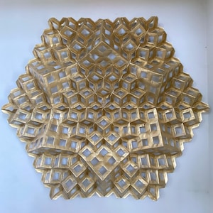 ORIGAMI WALL SCULPTURE by Vance Houston Hanging Geometric Relief innovative handmade Shape Building geometry math architecture patterns