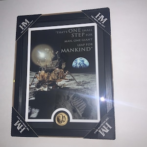 Highland Mint Nasa Moon Landing Photograph and Coin vintage new Neil Armstrong Space Photographs 15.5&quot;x12&quot;