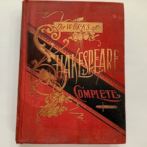 1800s The Works of Shakespeare Complete - Hurst Company Decorative Antiquarian HC Book Embossed Gold Cover Late 1800s Illustrated Engravings