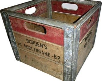 Vintage Deary Bros Wooden Milk Crate Webster Mass Dairy Crate